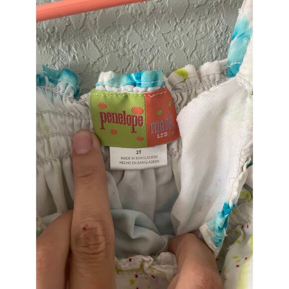 3/$15 Penelope Mack Girls 2t Sleeveless Summer Sun Dress Blue Floral - Picture 3 of 3